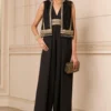 Tarun Tahiliani Black Halter Neck Embellished Jumpsuit -Outlet Loometta Store 6423ttw3 1