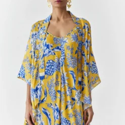 Studio RIGU Yellow Pineapple Printed Jumpsuit & Cape Set -Outlet Loometta Store 6923sr2 3