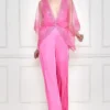 Dilnaz Dopamine Pink Thread Embellished Kaftan & Jumpsuit -Outlet Loometta Store 7723diz55 1