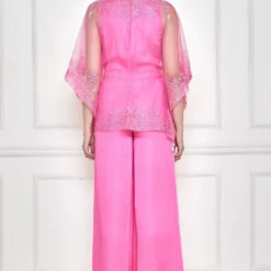 Dilnaz Dopamine Pink Thread Embellished Kaftan & Jumpsuit -Outlet Loometta Store 7723diz55 4