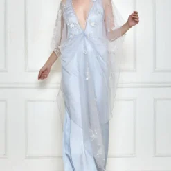 Dilnaz Ice Grey Embellished Kaftan & Jumpsuit
