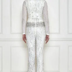 Dilnaz Frost White Sequinned Jumpsuit -Outlet Loometta Store 7723diz69 3
