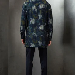 Rohit Gandhi + Rahul Khanna Men Ink & Olive Big Glitch Digital Printed Kurta -Outlet Loometta Store 8124rgrk34 4