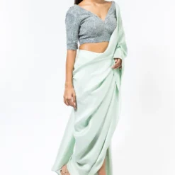 431-88 By Shweta Kapur Icy Blue Embellished Blouse -Outlet Loometta Store 812new7 2