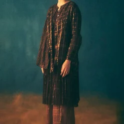 Urvashi Kaur Umber Micropleated Checkered Dress -Outlet Loometta Store 8823uk20 3