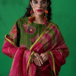 CAPISVIRLEO Green & Magenta Boho Crop Top -Outlet Loometta Store 88cap33 4