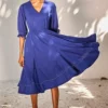 Khara Kapas Indigo Blue Flared Dress -Outlet Loometta Store 91023kk20 1