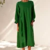 Khara Kapas Forest Green Midi Dress -Outlet Loometta Store 91023kk7 1