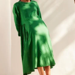 Khara Kapas Forest Green Midi Dress -Outlet Loometta Store 91023kk7 3