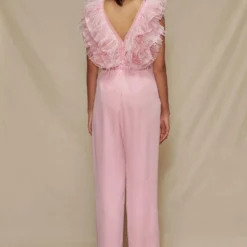 Shriya Som Feather Pre-pleated Jumpsuit With Belt -Outlet Loometta Store 912ss24 4