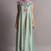 Amit Aggarwal Mint Draped Dress With A Metallic Chevron Yoke -Outlet Loometta Store aair 057 mnt 1