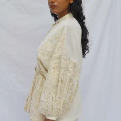 Ahmev Buttoned Top With Box Pleated Sleeves 10 Ahmev Buttoned Top With Box Pleated Sleeves -Outlet Loometta Store ahm alm 013 4