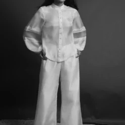 Ahmev Silk Organza Puff Sleeves Shirt -Outlet Loometta Store ahm sfd 003 3