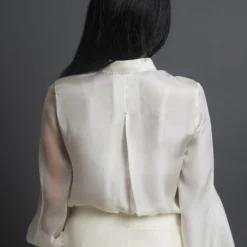 Ahmev Silk Organza Puff Sleeves Shirt -Outlet Loometta Store ahm sfd 003 5