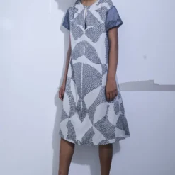 Urvashi Kaur Ecru-grey Shibori Panelled Dress