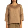 Akaaro Beige Cotton Kameez Blouse -Outlet Loometta Store akss5035 1