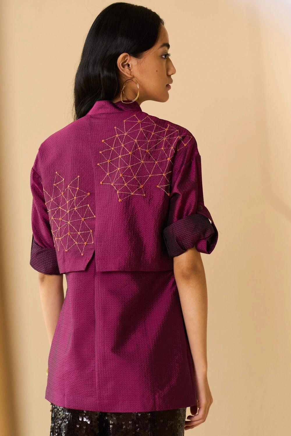 Alamelu Magenta Layered Silk Shirt 6 Alamelu Magenta Layered Silk Shirt - Image 4