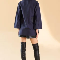 Alamelu Cobalt Blue Textured Silk Top -Outlet Loometta Store alfw 012 4