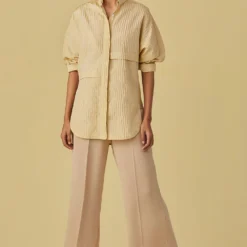 Alamelu Ochre 3D Textured Shirt