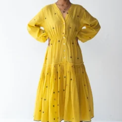 Urvashi Kaur Jamdani Cotton Tiered Midi Dress