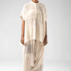 Urvashi Kaur Linen Silk Panelled Top