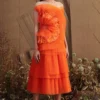Shriya Som Orange Organza Frill Draped Dress -Outlet Loometta Store augss9 1