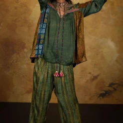 Sunira Designs Mirch Masala Short Yoke Green Shirt