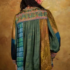 Sunira Designs Mirch Masala Short Yoke Green Shirt -Outlet Loometta Store aw2112a 5