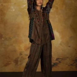 Sunira Designs Mirch Masala Front Pleated Brown Shirt -Outlet Loometta Store aw2113 3