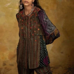 Sunira Designs Mirch Masala Front Pleated Brown Shirt -Outlet Loometta Store aw2113 4