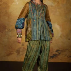 Sunira Designs Mirch Masala Smocked Green Pants