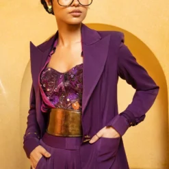 Nikita Mhaisalkar Aubergine Crepe Wide Leg Pants -Outlet Loometta Store ca trs22 023 3