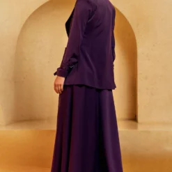 Nikita Mhaisalkar Aubergine Crepe Wide Leg Pants -Outlet Loometta Store ca trs22 023 4