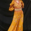 Chandrima Mustard Chanderi Flared Jumpsuit