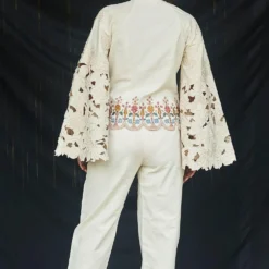 Chandrima Ivory Kala Cotton Embroidered Pants -Outlet Loometta Store cfw20p04 3