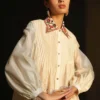 Chandrima Ivory Shirt With Embroidered Collar -Outlet Loometta Store css21t28 1