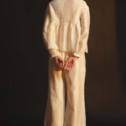 Chandrima Ivory Shirt With Embroidered Collar -Outlet Loometta Store css21t28 4