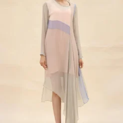 Abhishek Sharma Pastel Panelled Draped Dress -Outlet Loometta Store ctu02grey 2