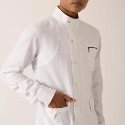 Dhruv Vaish White Shirt With Side Zipper & Snap Buttons -Outlet Loometta Store das17hc2421 3 1