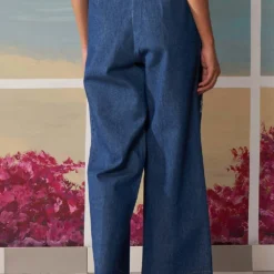 Ikai Denim Flared Pants With Pleat Details -Outlet Loometta Store dnm3136 3