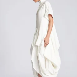Chola White Circular Deconstructed Dress -Outlet Loometta Store dr0072c 3