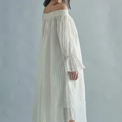 SWGT Ivory Striped Off Shoulder Dress 7 SWGT Ivory Striped Off Shoulder Dress -Outlet Loometta Store dr6 21 3