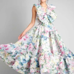 Gauri & Nainika Bow Midi Dress With Ruffles -Outlet Loometta Store gnd fw21 09 3