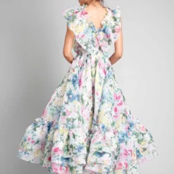 Gauri & Nainika Bow Midi Dress With Ruffles -Outlet Loometta Store gnd fw21 09 4