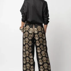 Heirloom By Rara Avis Hamsa Embroidered Black Trousers -Outlet Loometta Store hl 202106 3 1