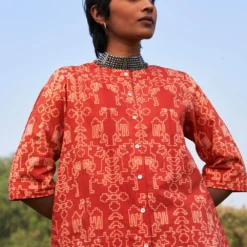 Ikai Rust Shibori Dyed Cotton Top -Outlet Loometta Store ik14 4