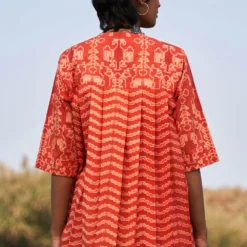 Ikai Rust Shibori Dyed Cotton Top -Outlet Loometta Store ik14 5