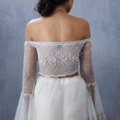 Torani Off White Tulle Dori Work Blouse -Outlet Loometta Store jpss019b 4