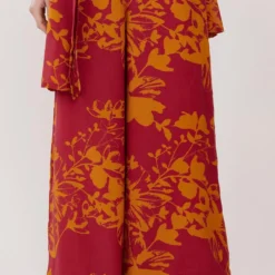 KoAi Dark Pink & Mustard Floral Pants -Outlet Loometta Store koss21039 3