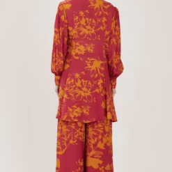 KoAi Dark Pink & Mustard Floral Pants -Outlet Loometta Store koss21039 4